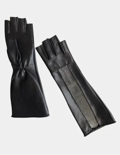 Lauren Urstadt Chain Mesh Gauntlet Fingerless Glovesleather gloves long outwear